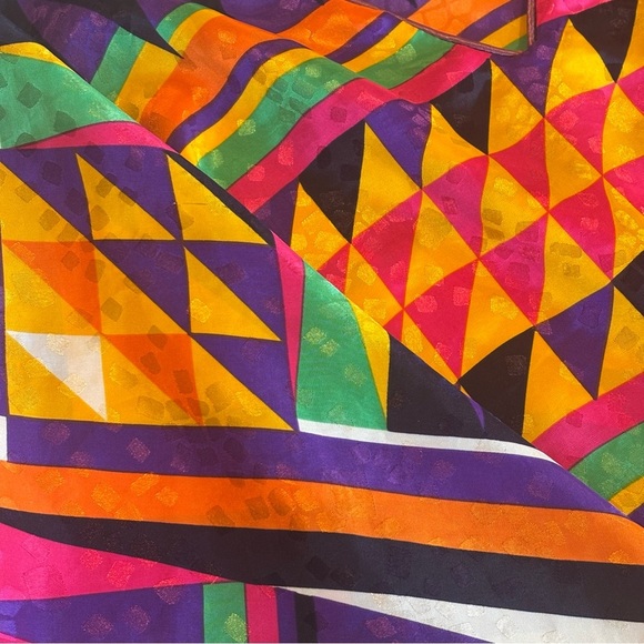 VINTAGE DAVID BROWN CALIFORNIA 70s 80s Bright Geometric Muumuu Kaftan Tunic - Picture 13 of 16